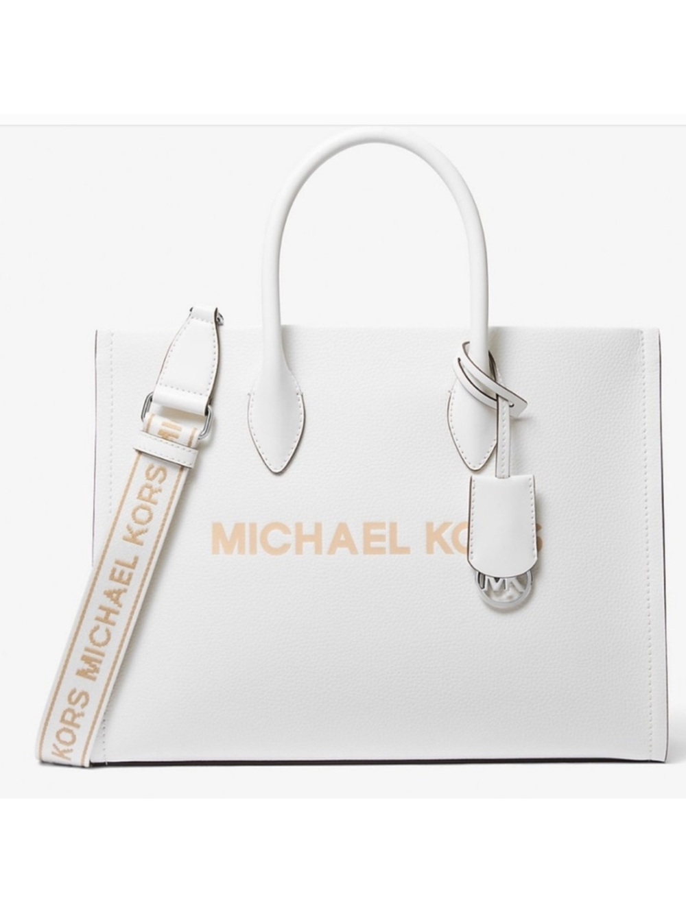 Michael Kors Mirella Medium Pebbled
Leather Tote- Optic White. Excellent